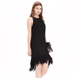 NWT Banana Republic Black Fringe Hem Dress